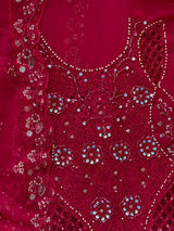 1442 Motifz Unstitched Partywear - Rani Pink