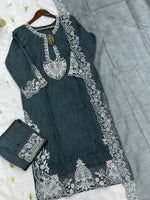 623 Premium Embroidered Pakistani Party Wear - Grey