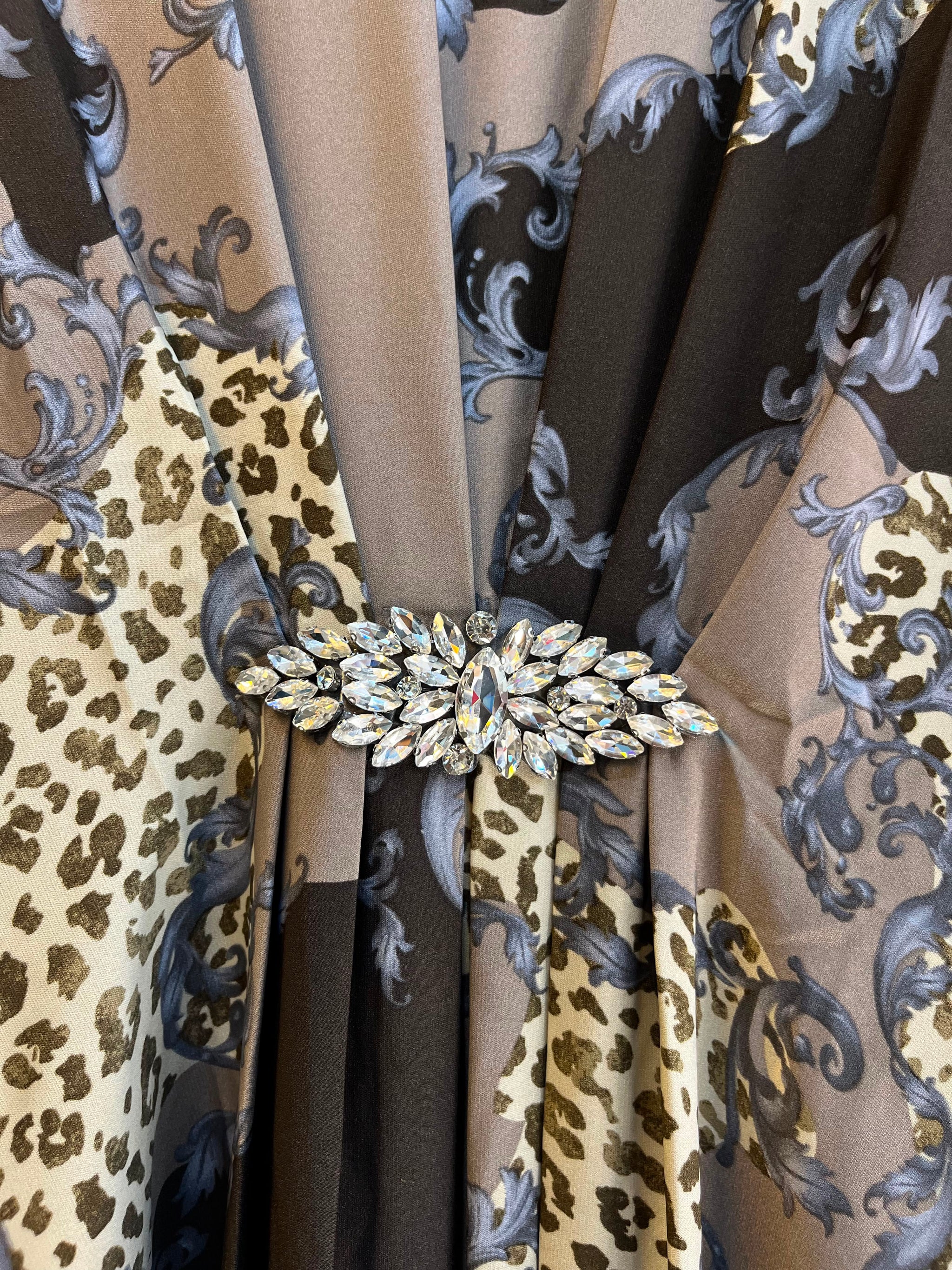 1099 Floral Kaftan Coord Set - Taupe Brown