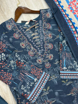 628 Premium Pakistani Lawn Suit - Deep Plum