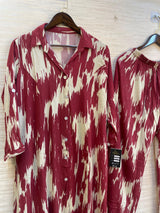 974 Floral Printed Coord-Set - Ikat Maroon