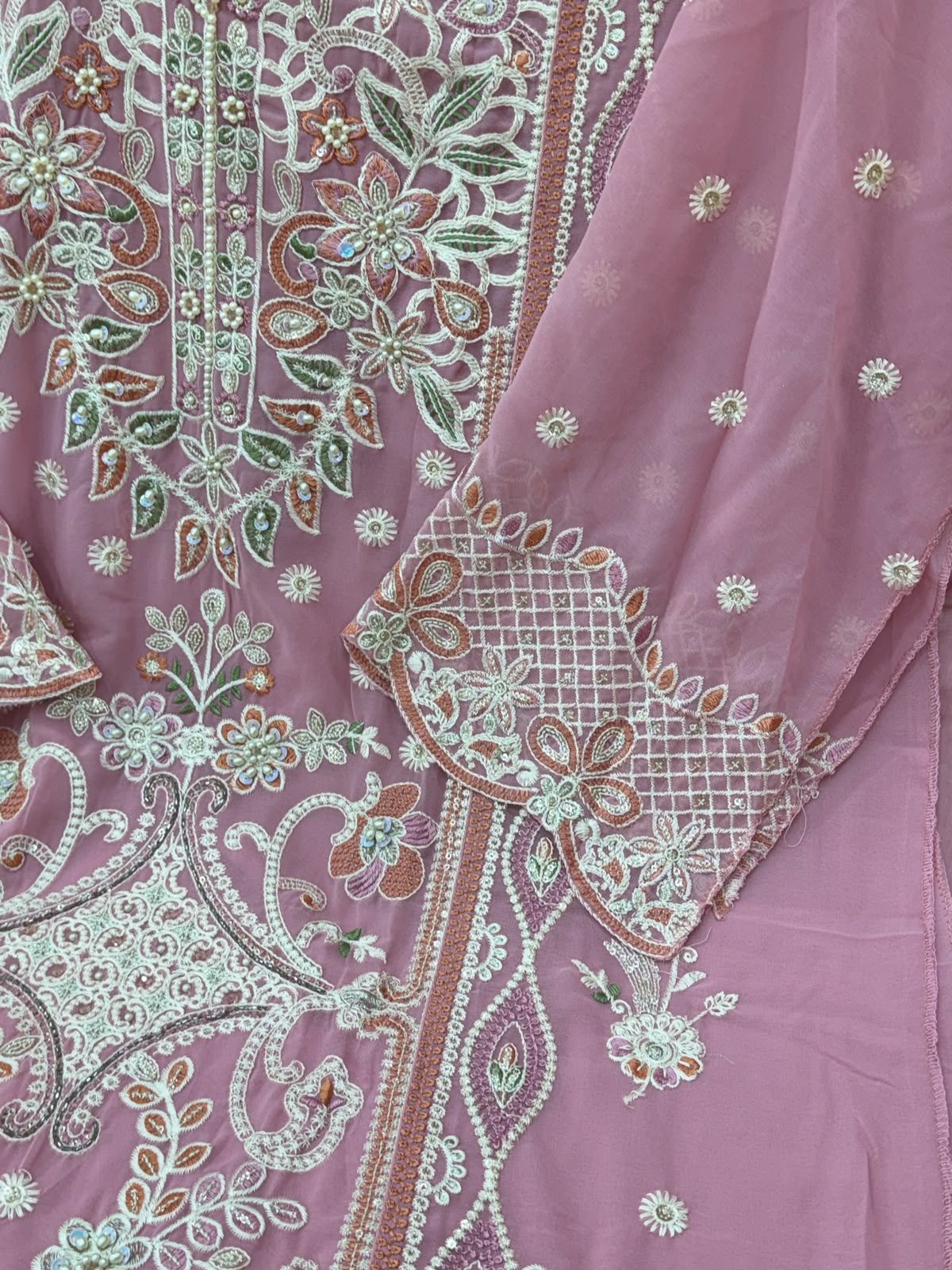 1440 Partywear Unstitched Partywear - Baby Pink