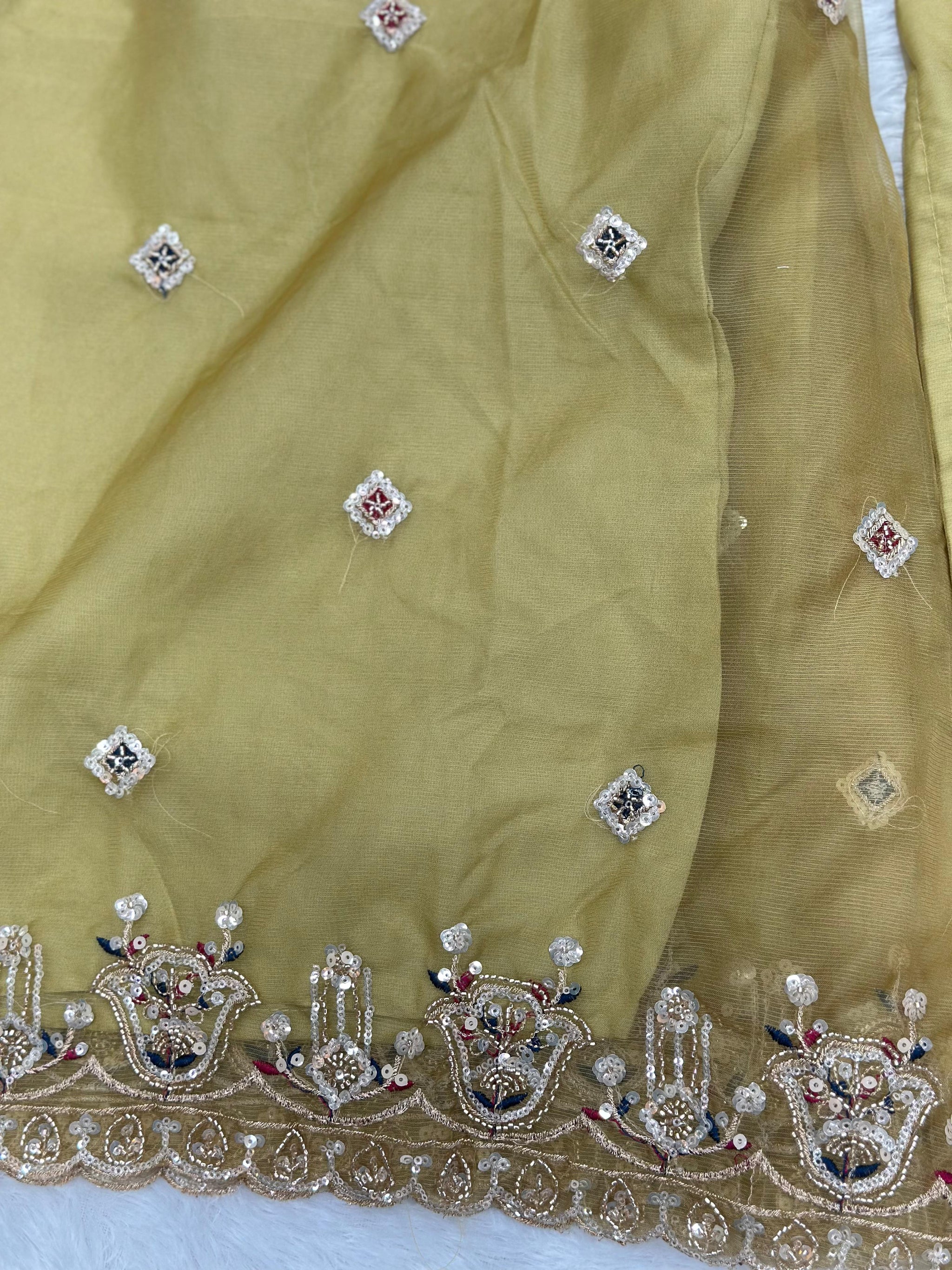633 Pakistani Hand-Work Embroidery Sharara Set