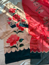 HANIA HANDMADE NECKLINE CHARMEAUSE TURKISH CO-ORD SET CODE 558