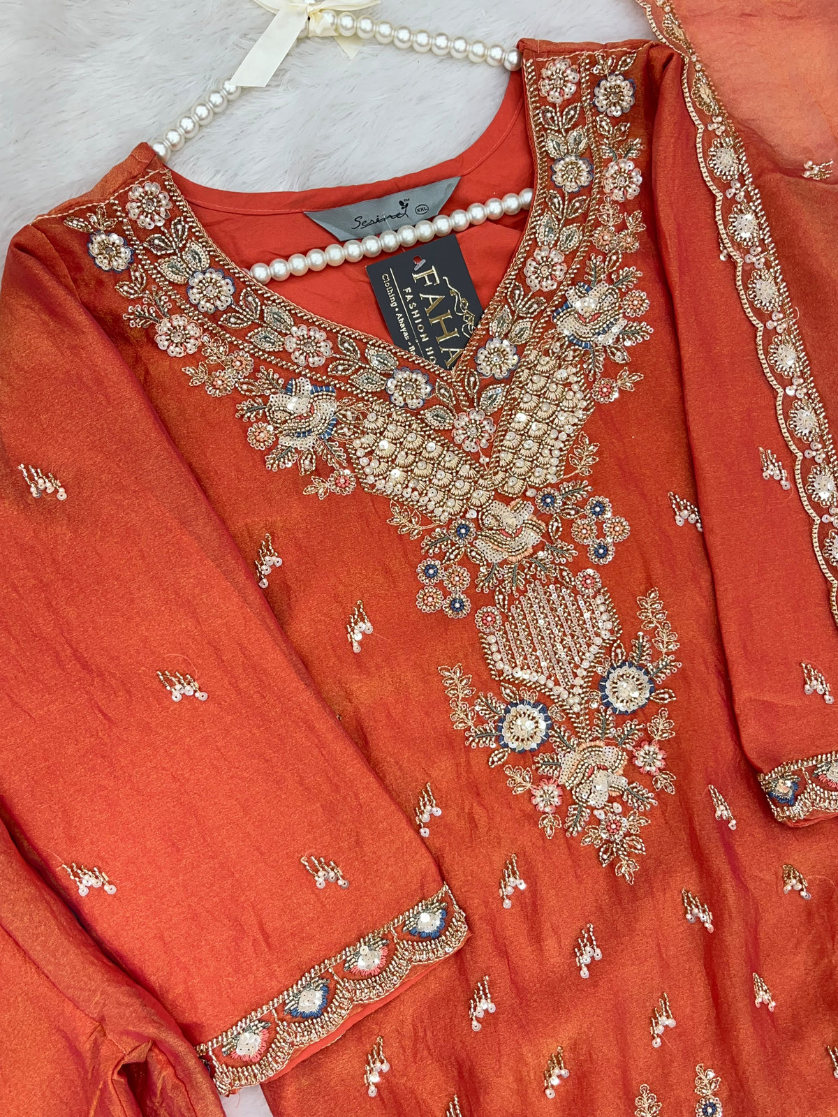 1426 Heavy Pakistani Partywear - Orange