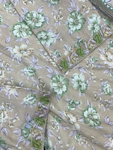 1441 Mausumery Foral Lawn Suit - Beige