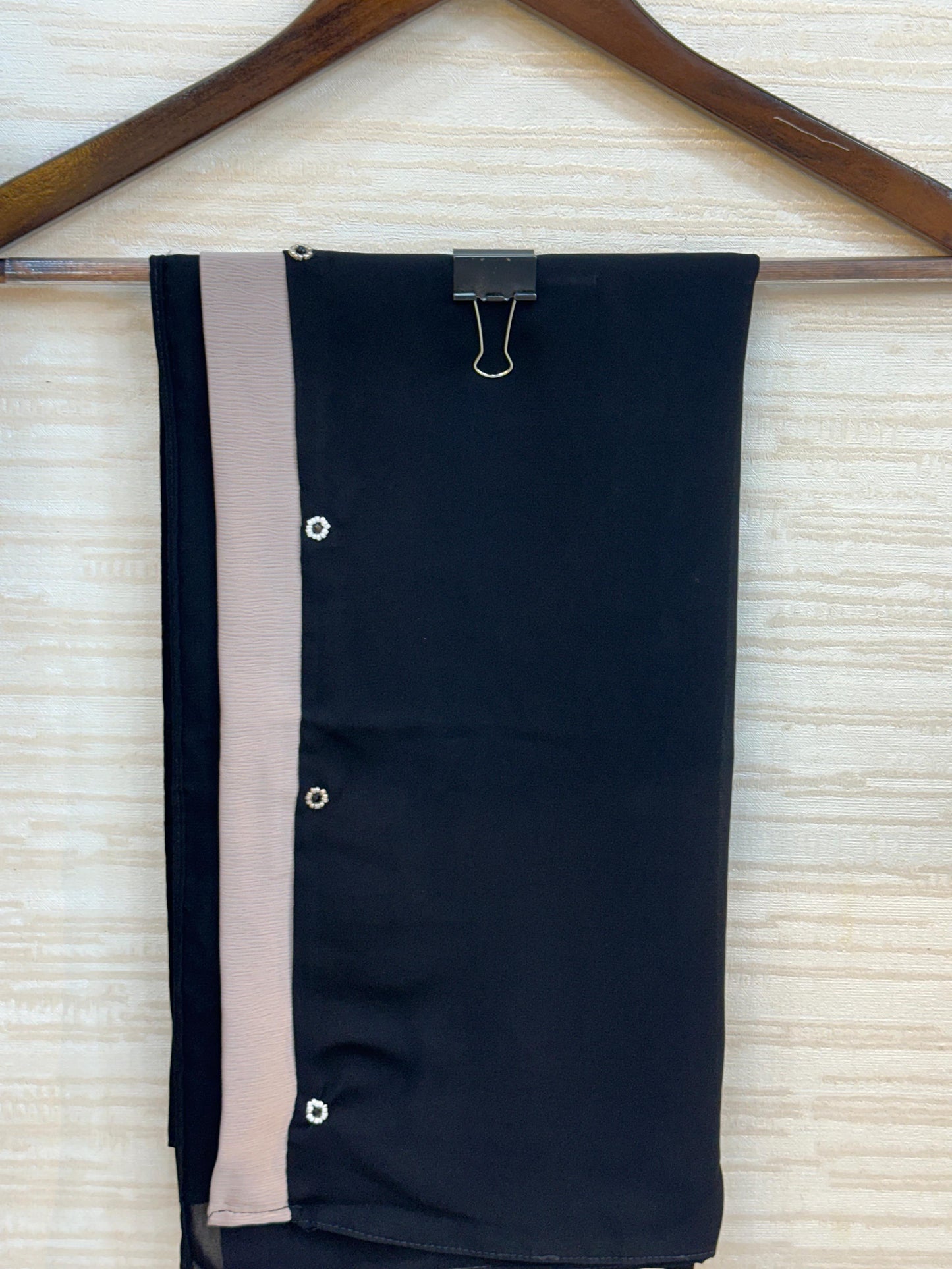 334 Midnight Pearl Embellished Abaya Set - Taupe
