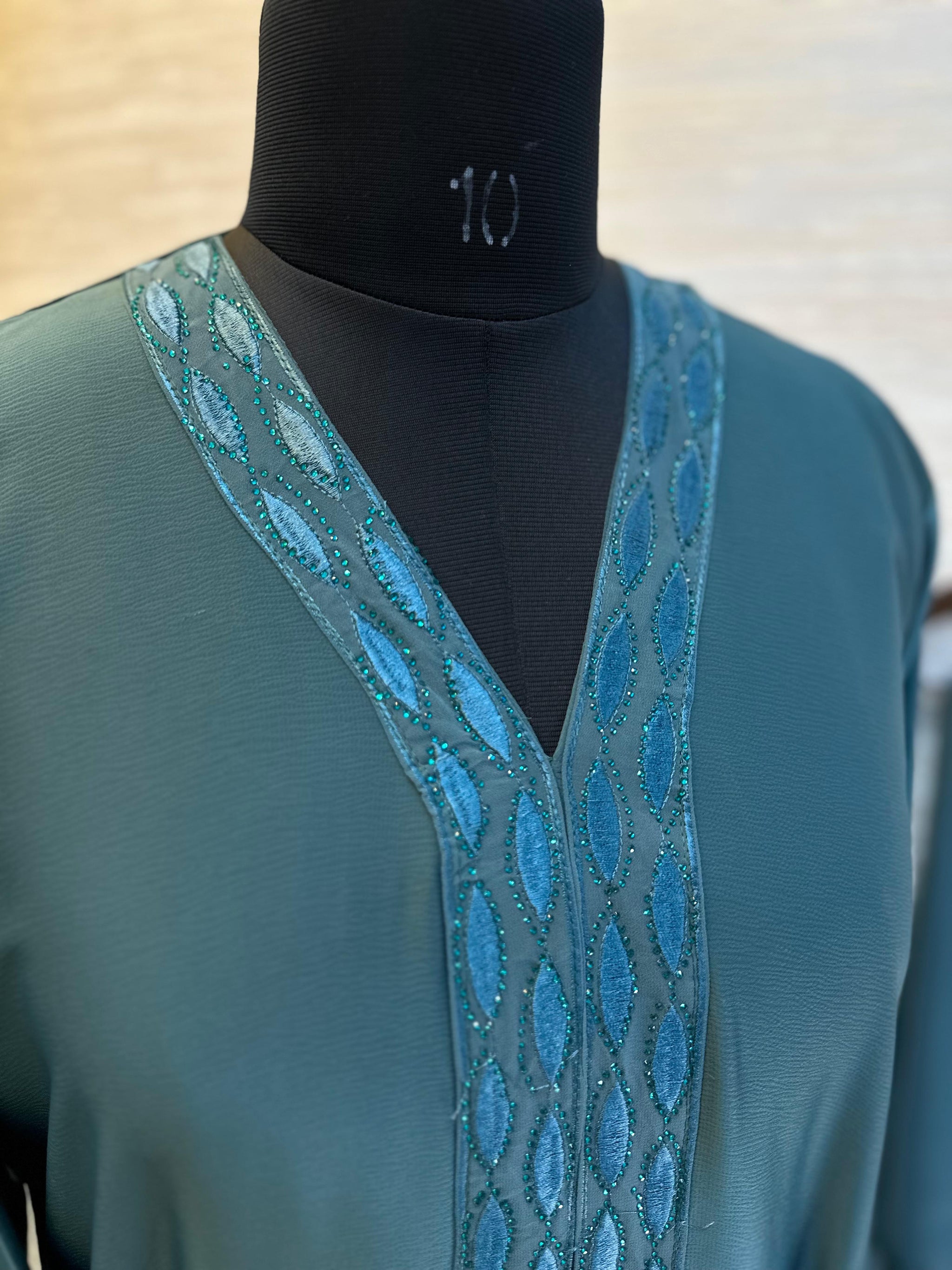 1113 The Premium Abaya - Peacock Teal