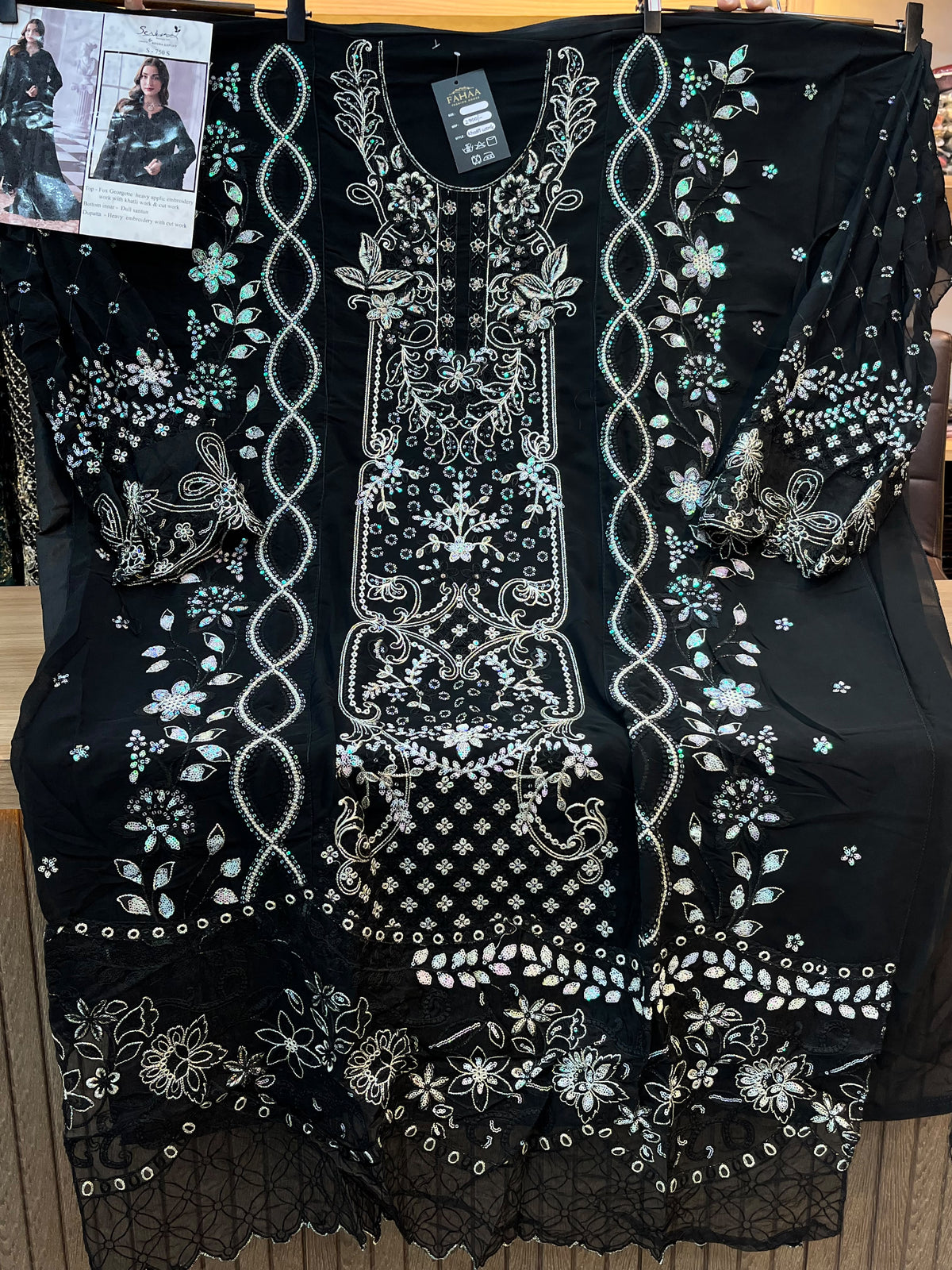 1488 Pakistani Unstitched Party Wear - Black