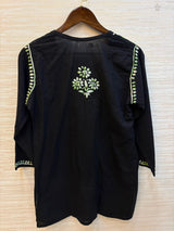 617 Lucknowi Short Kurti Set  Black - Green