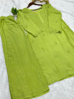 693 Lucknowi Palazzo Set - Parrot Green