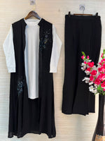 1191 Embroidered Shrug Coord Set -  Black
