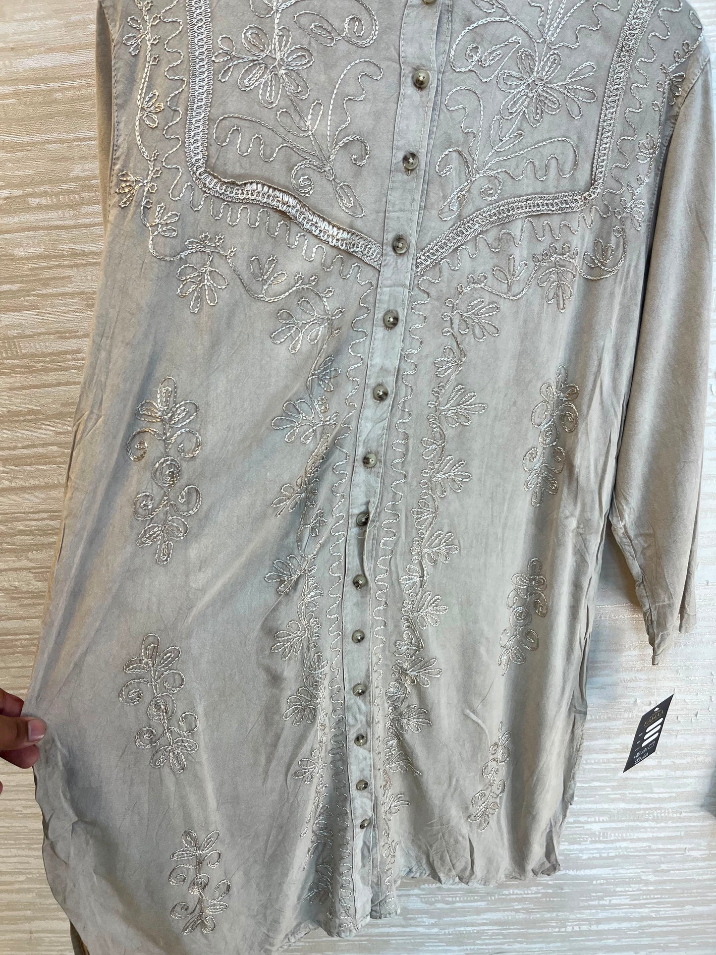 1205 Kashmiri Embroidered Coord Set - Ash Grey