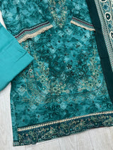 629 Premium Pakistani Lawn Suit - Navy Blue