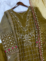 1156 Premium Pakistani Partywear -Mahendi Green