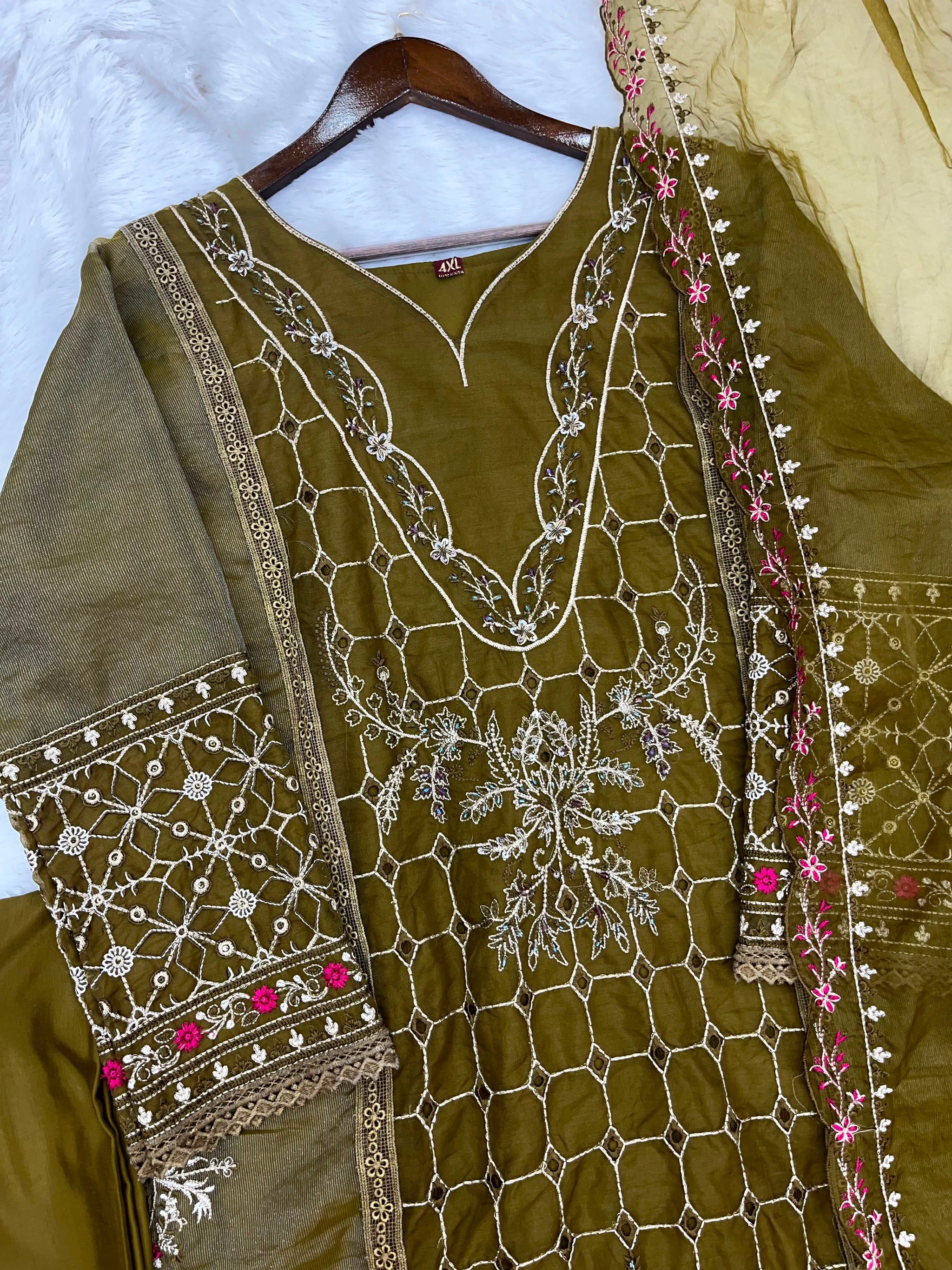 1156 Premium Pakistani Partywear -Mahendi Green