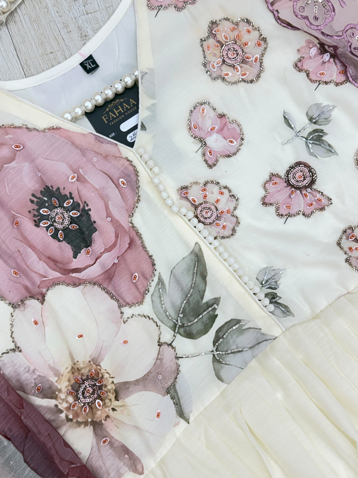 1457 Floral Gown Set - Dusty Mauve