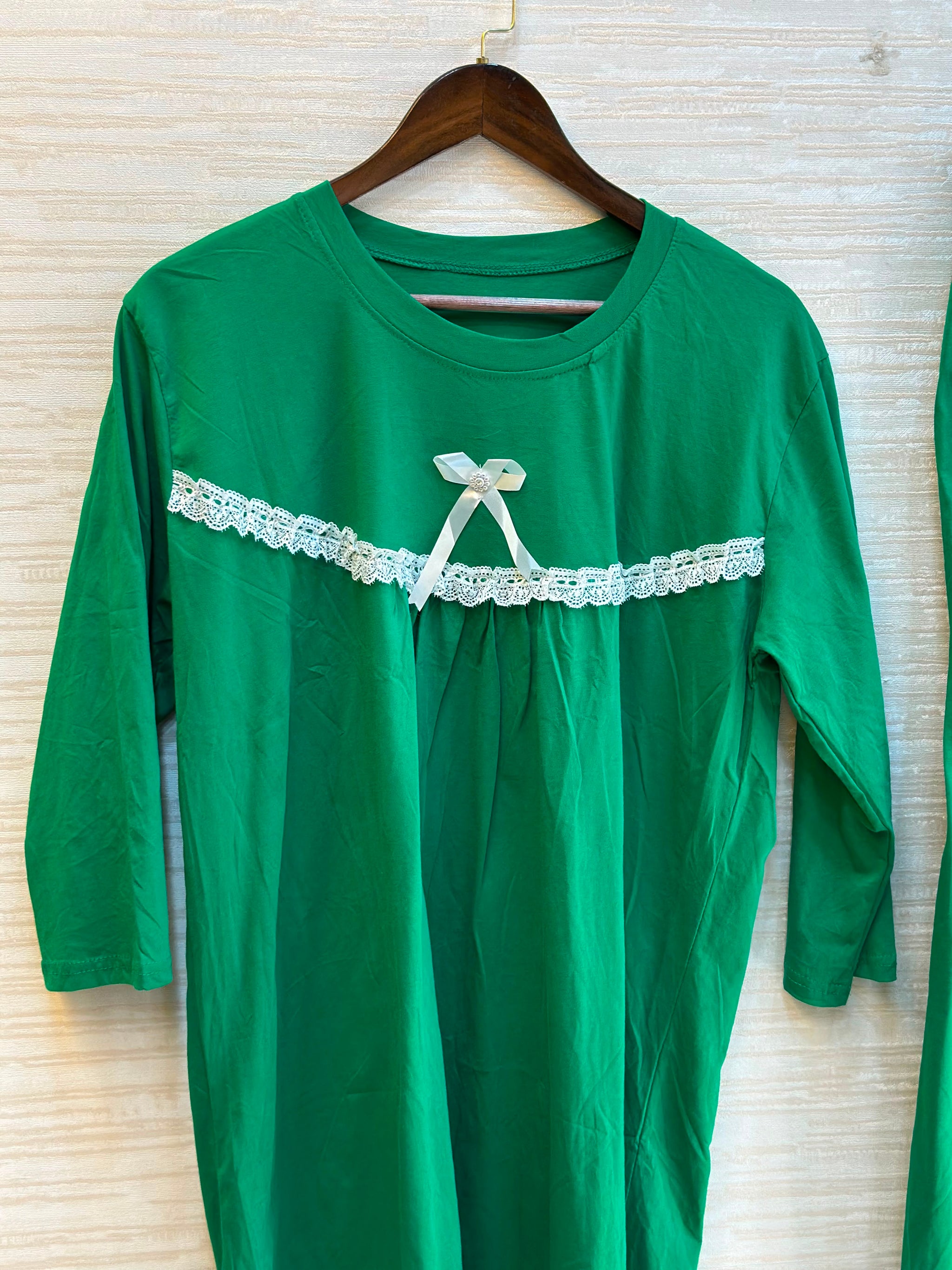 1045 Korean Bow Night Wear - Green