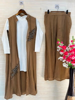 1191 Embroidered Shrug Coord Set - Mocha