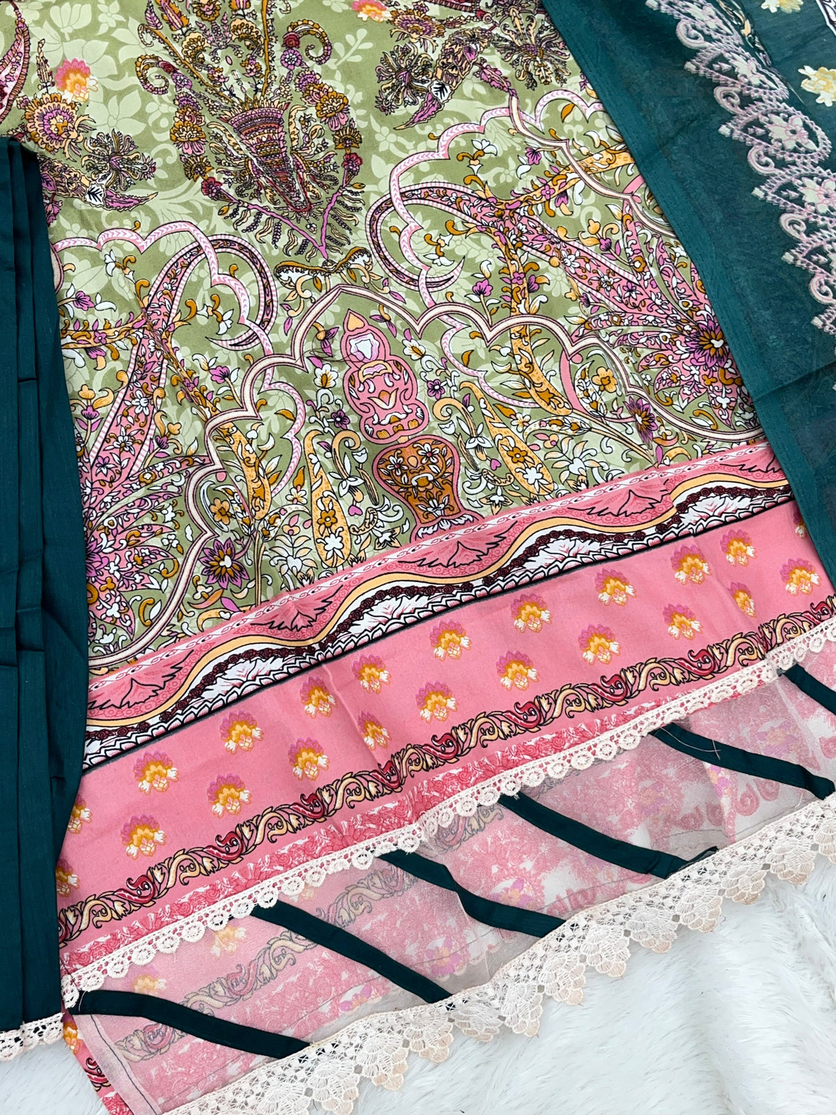 1449 Pakistani Embroidered Suit - Pista Green