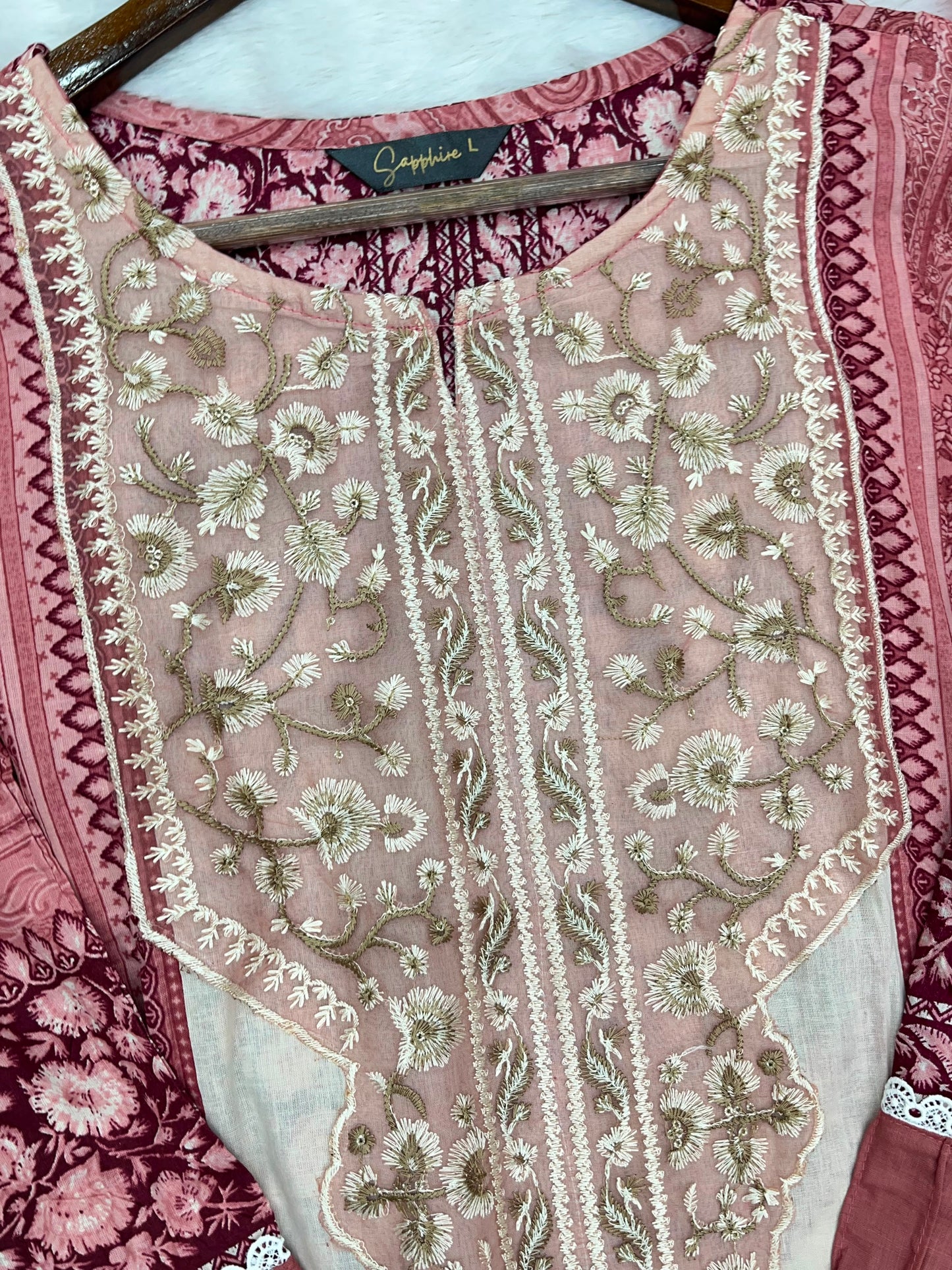 1212 Pakistani Lawn Suit - Dusty Rose