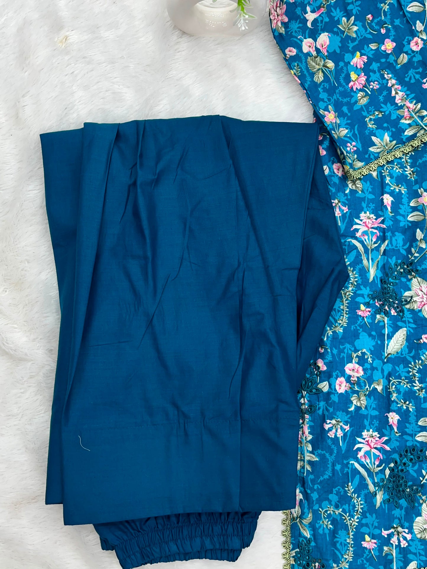 1320 Pakistani Chikankari Lawn Suit -  Blue