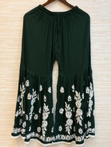 615 Lucknowi Gharara Set | Dark Green