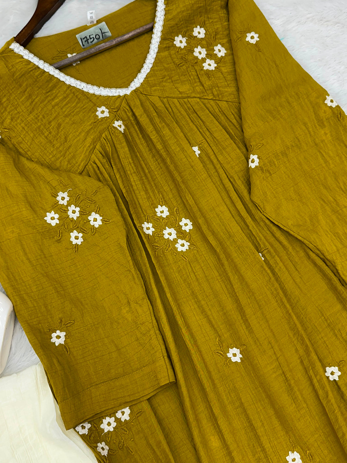 1386 Korea Lace-Work 2pc Frock Coordset - Mustard Yellow