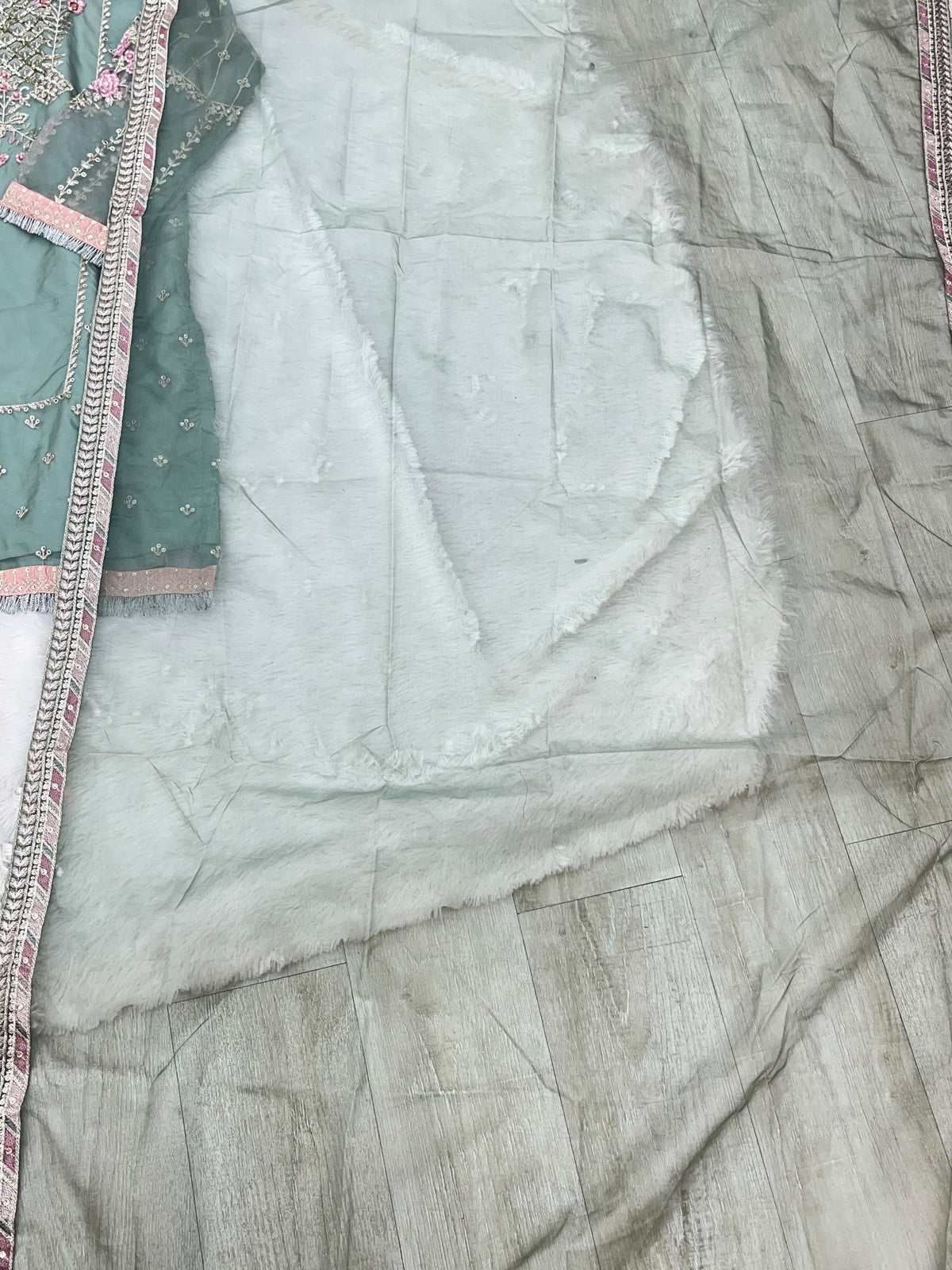 1458 Pakistani Gharara Set - Pistachio Green