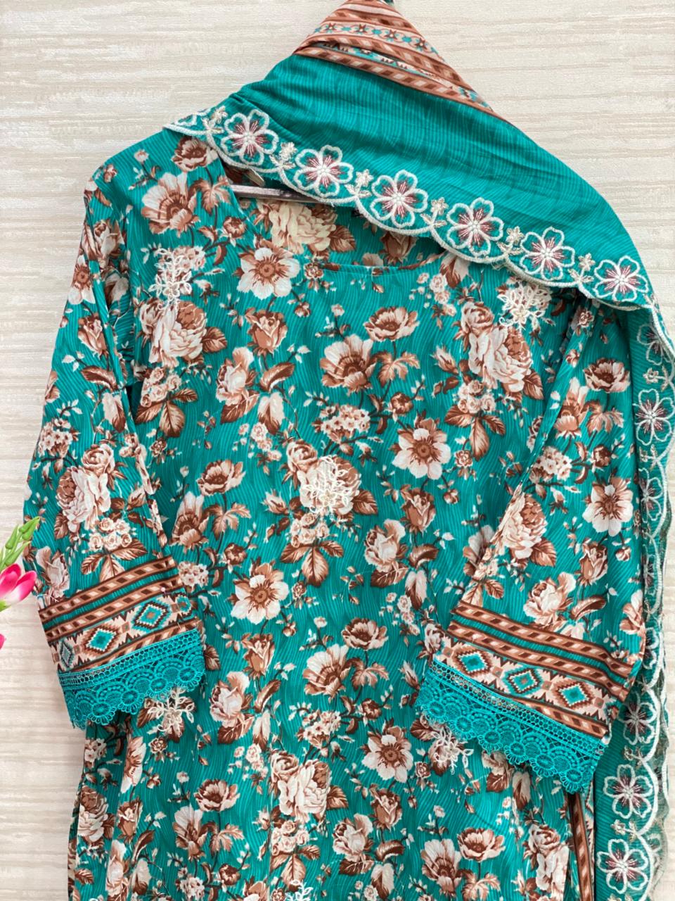 Code 568 HALA V NECK PAKISTANI LAWN COTTON SUIT