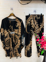 1201 Kaftan Coord Set - Black
