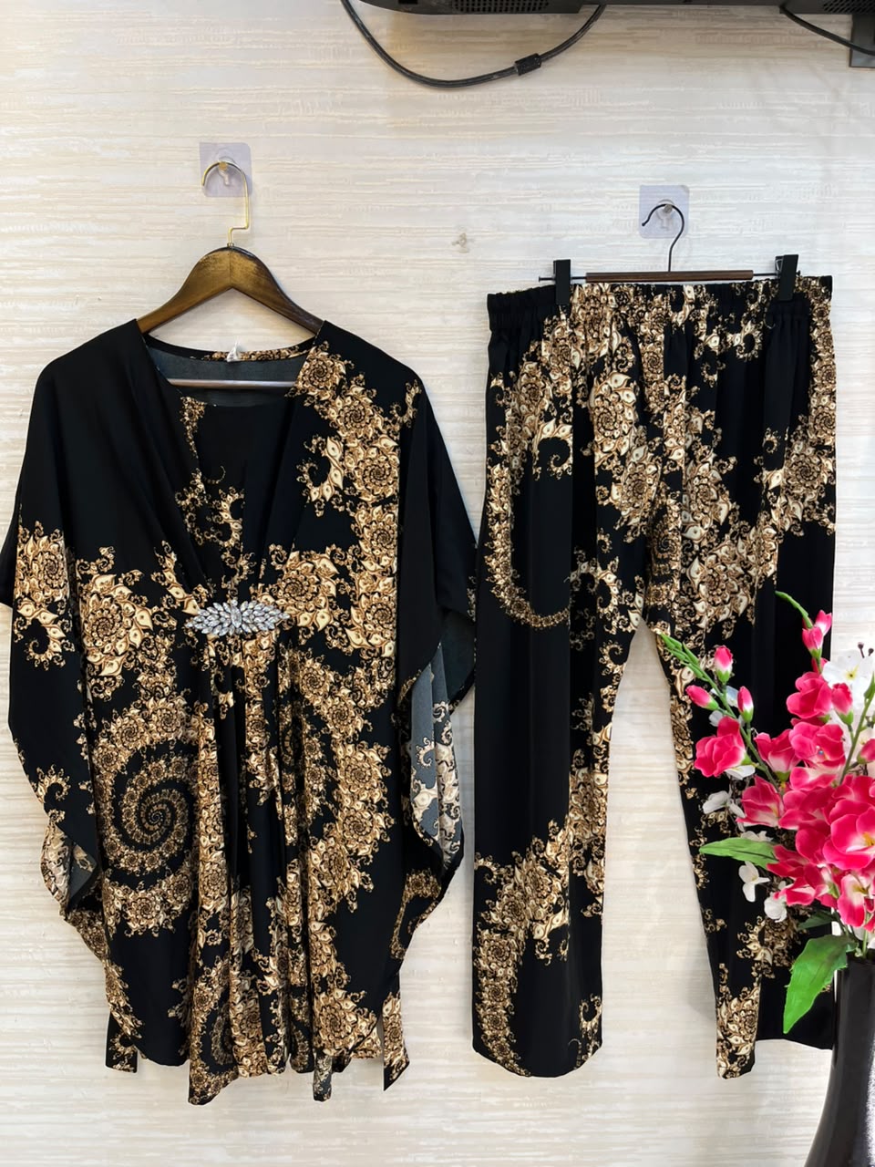 1201 Kaftan Coord Set - Black