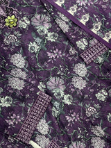 1424 Mausumery Foral Lawn Suit - Green