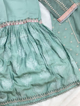 1458 Pakistani Gharara Set - Pistachio Green