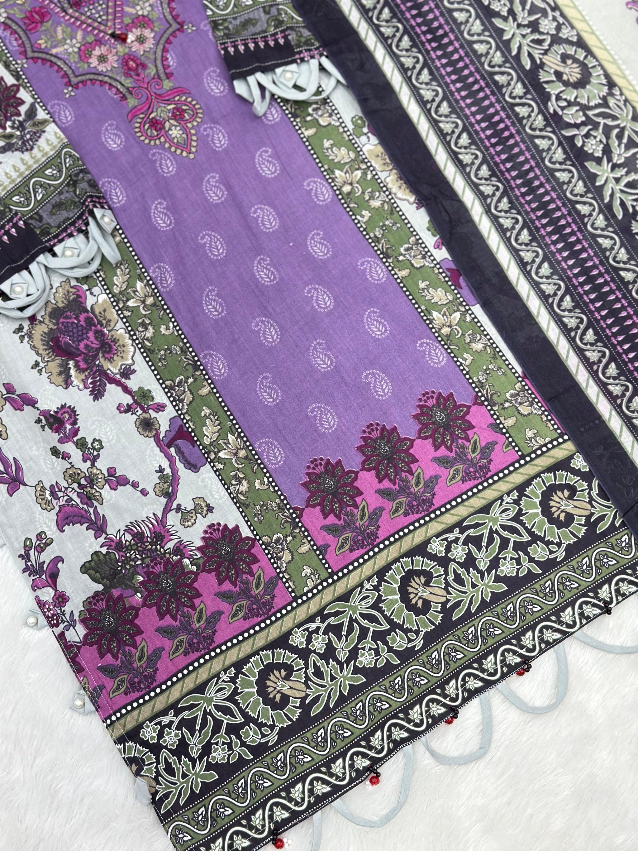 851 Readymade Pakistani Floral Embroidery Lawn Suit