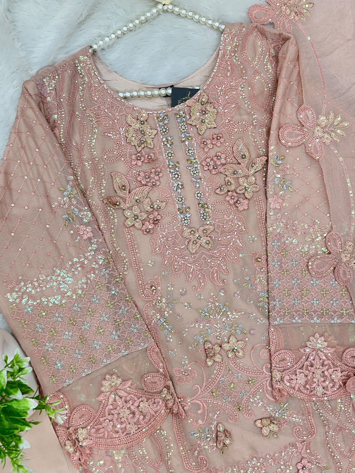 1433 Heavy Pakistani Partywear -  Nude Pink