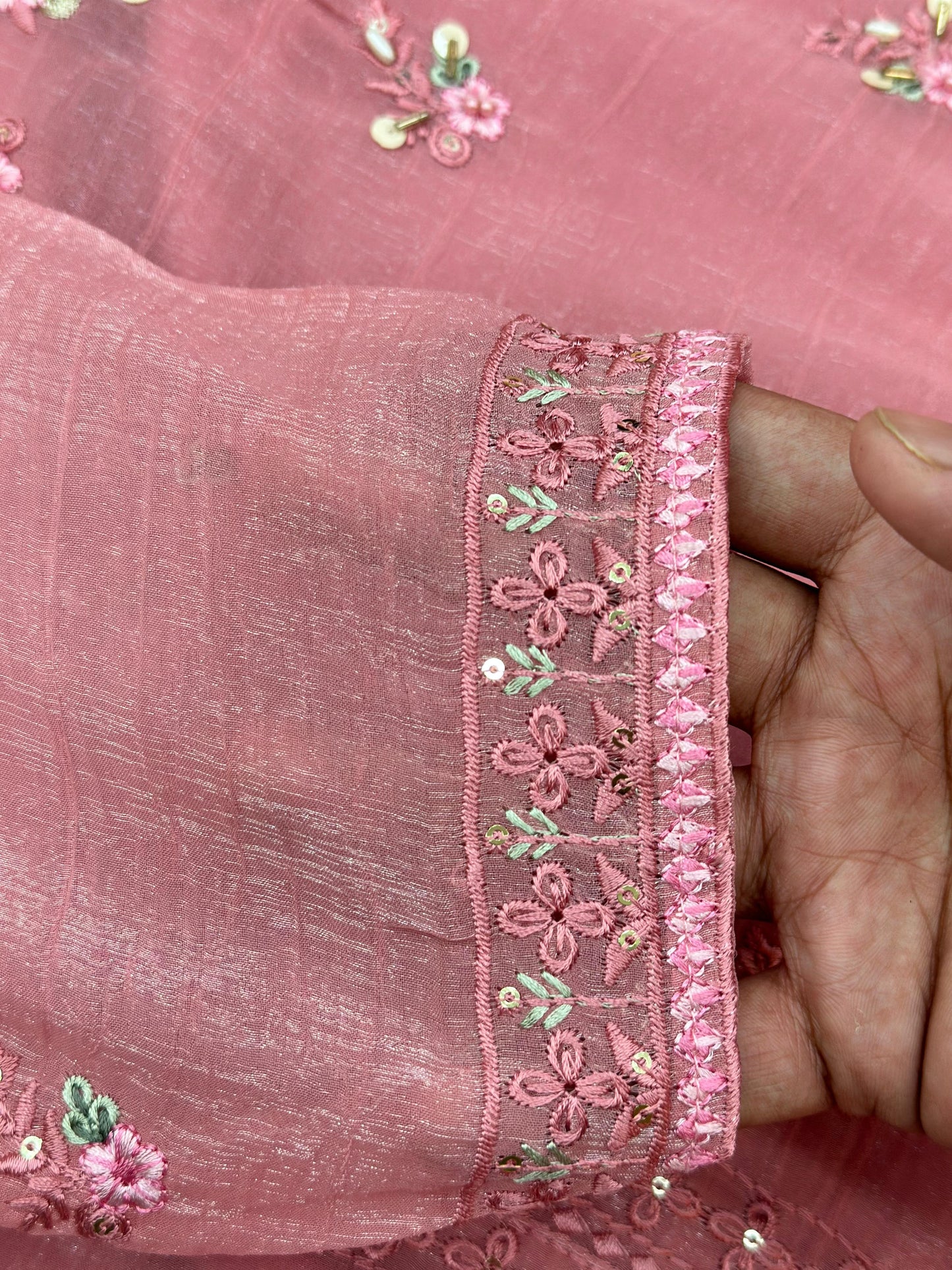 651 Pakistani Floral Party Wear Set - Dusty Rose