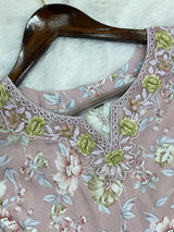 1441 Mausumery Foral Lawn Suit - Mauve Pink