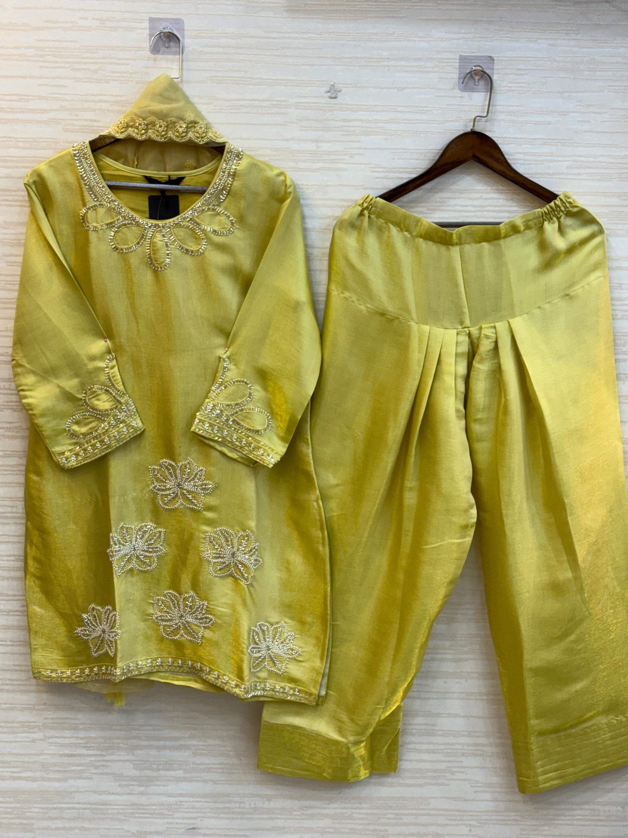 549 Mushq Farshi Salwar - Yellow