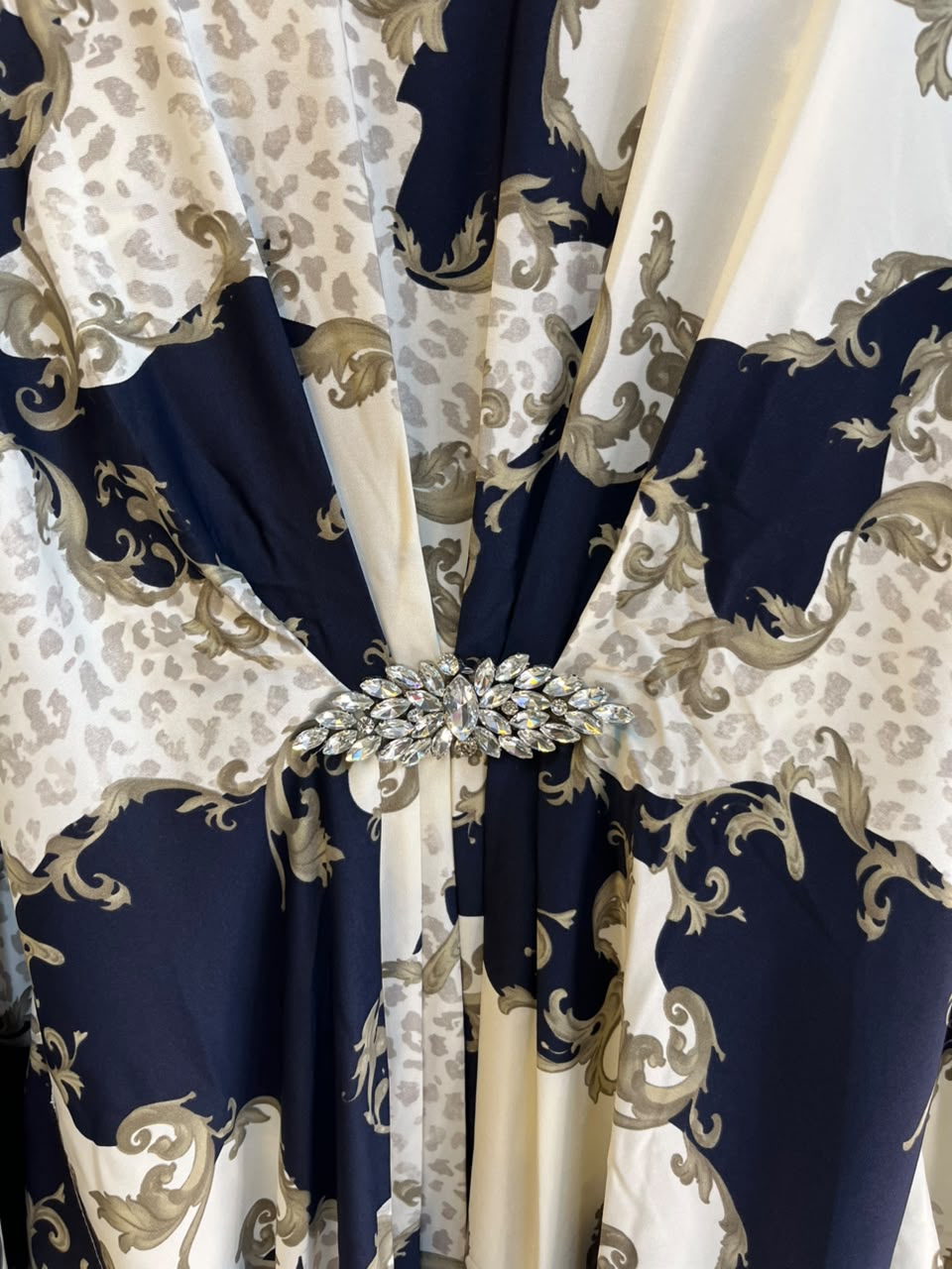 1099 Floral Kaftan Coord Set - Beige