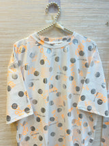 1454 Korean Printed Night Wear - White Orange