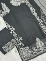 623 Premium Embroidered Pakistani Party Wear - Black