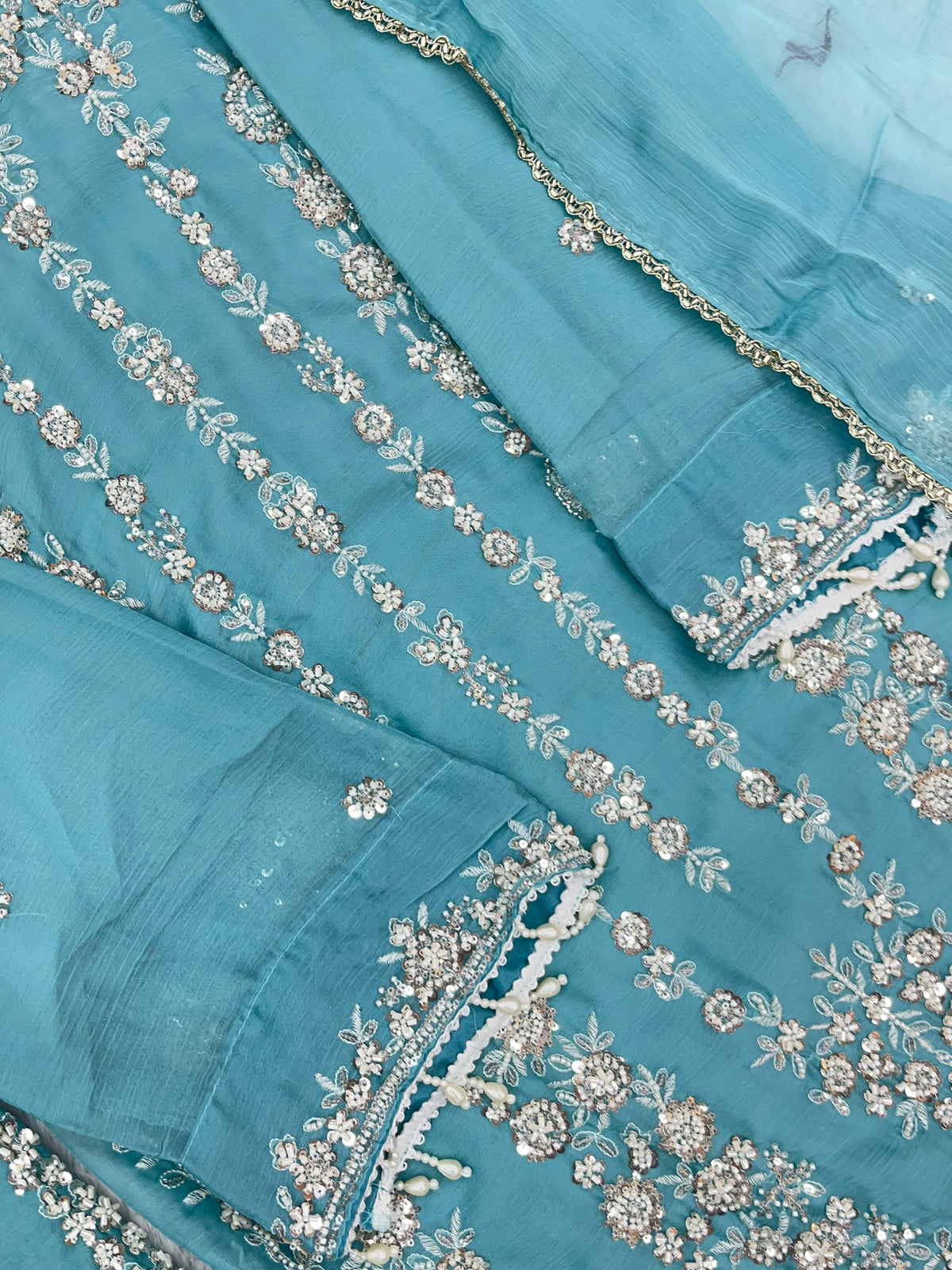 1429 Heavy Pakistani Partywear - Teal Blue