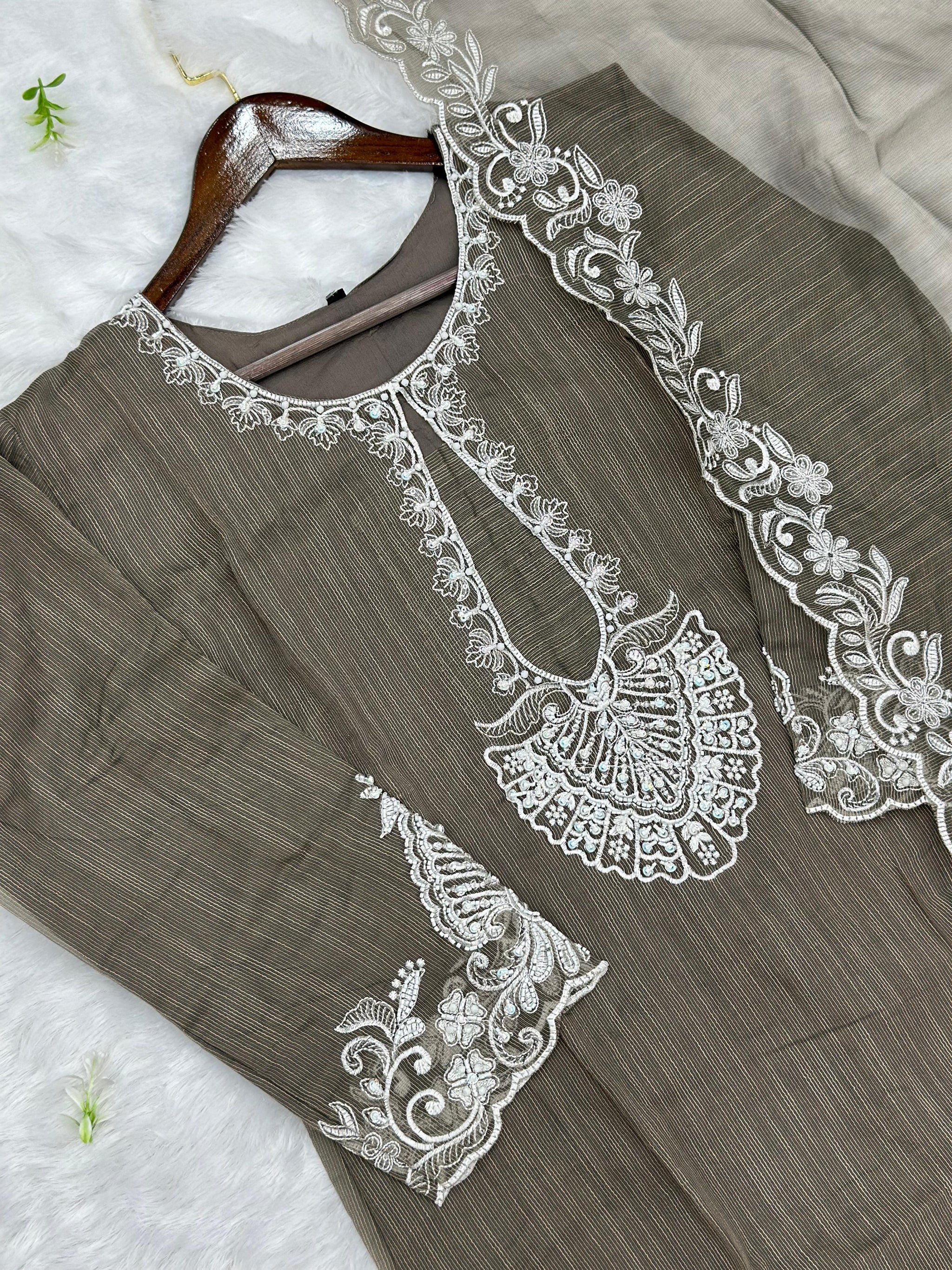 623 Premium Embroidered Pakistani Party Wear - Green