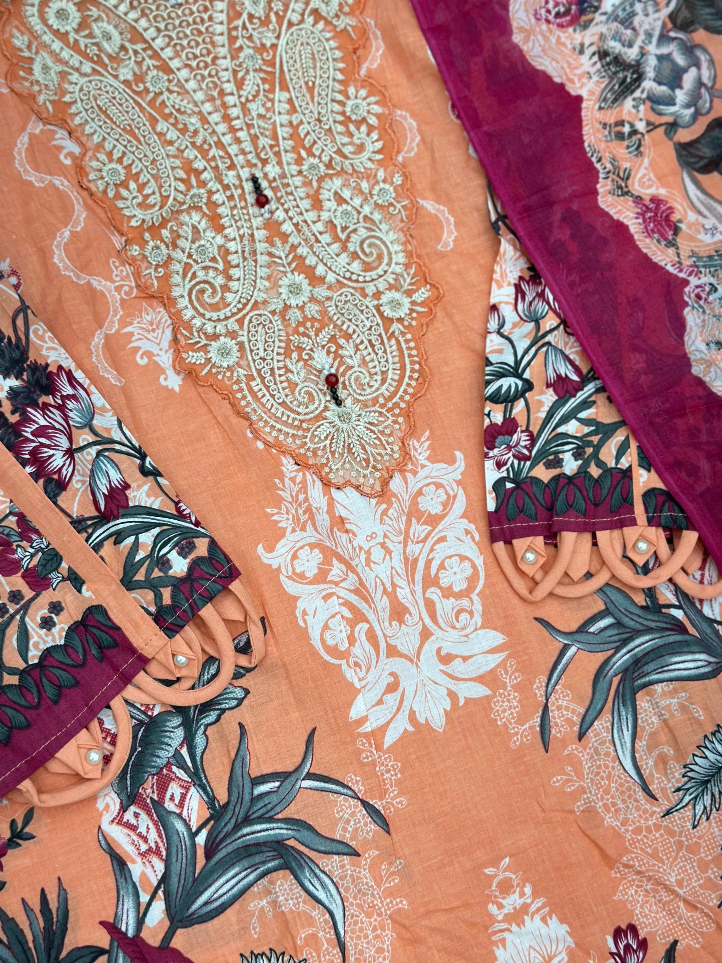 627 Premium Pakistani Lawn Suit - Beige Tan