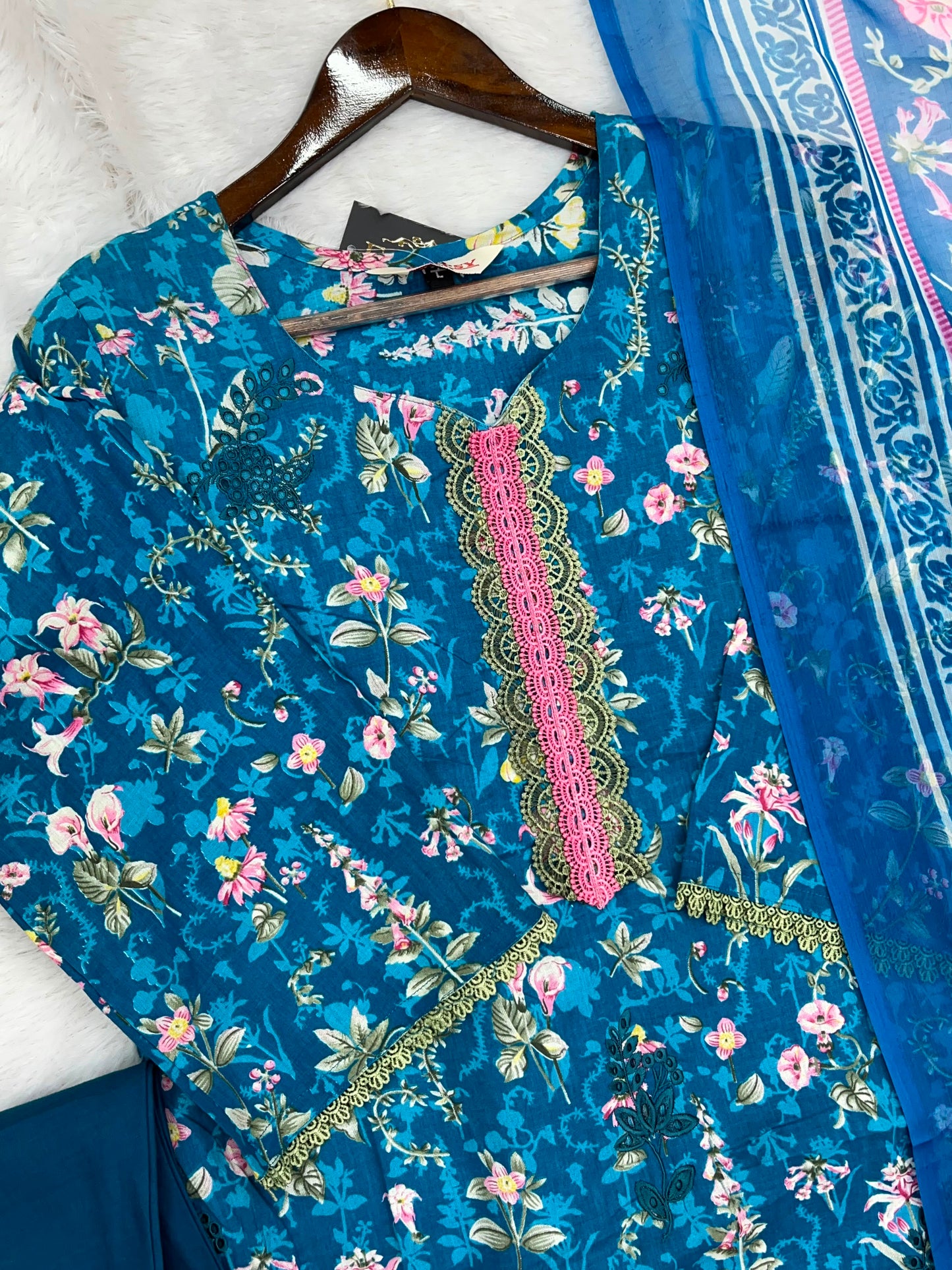 1320 Pakistani Chikankari Lawn Suit -  Blue