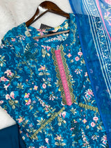 1320 Pakistani Chikankari Lawn Suit -  Blue