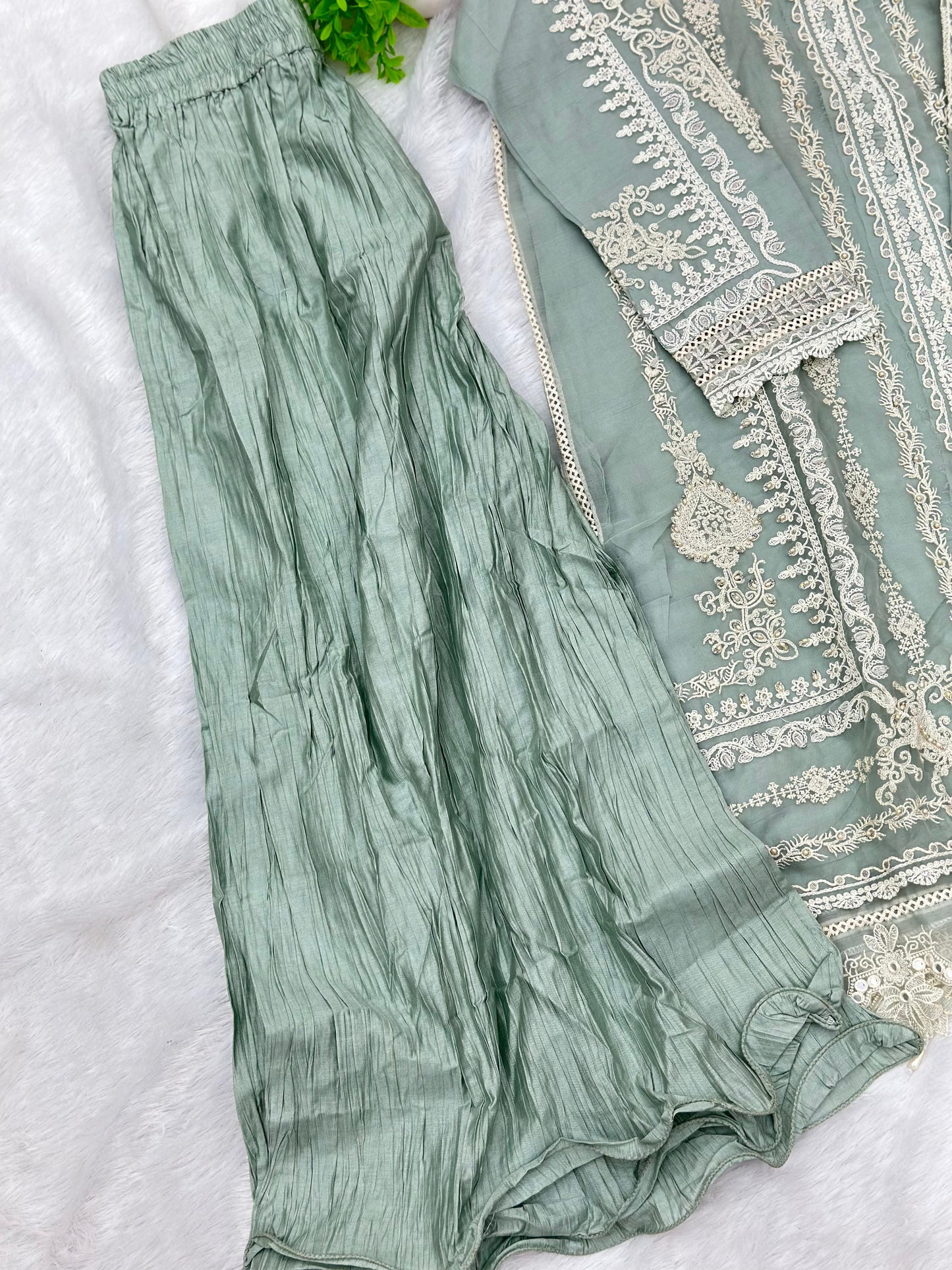 857 Readymade Mushk A-Line Sharara Set - Light Sea Green
