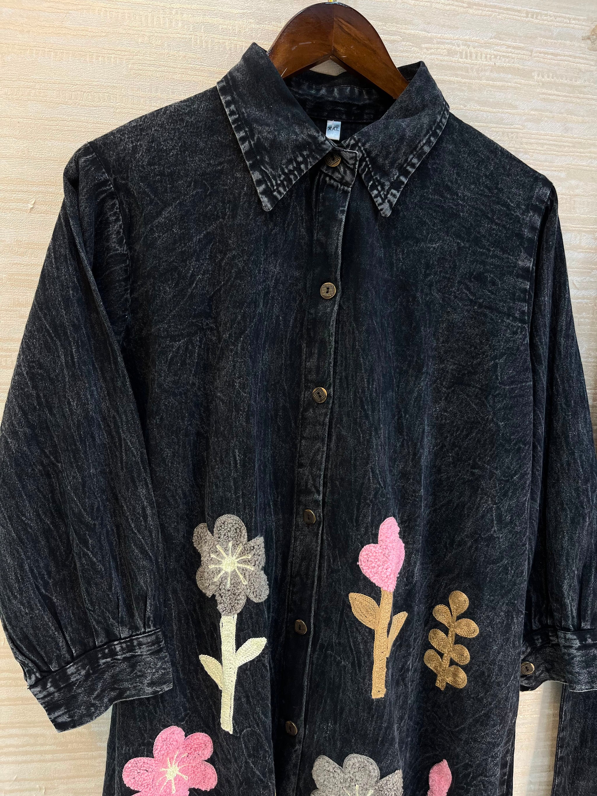 1195 Denim Crochet Coord Set - Black