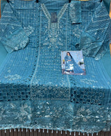 1436 Pakistani Unstitched Partywear - Blue